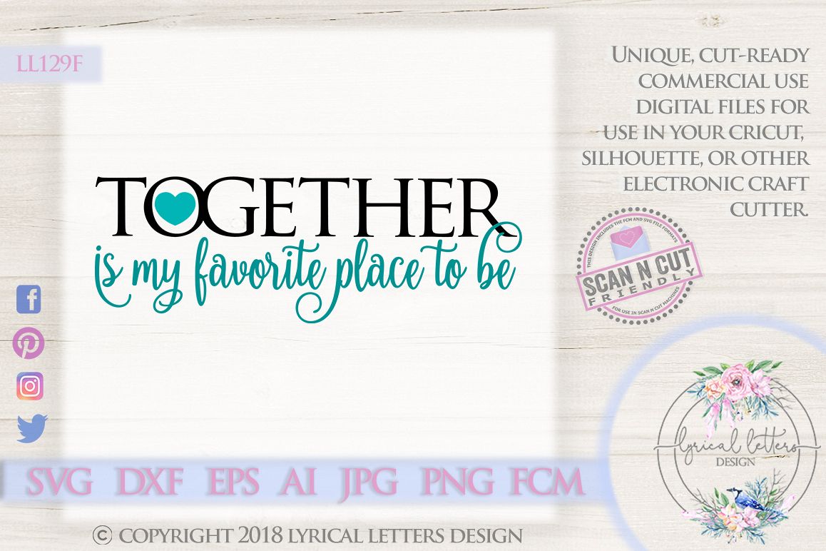 Together is My Favorite Place To Be Wedding SVG DXF LL example image 1