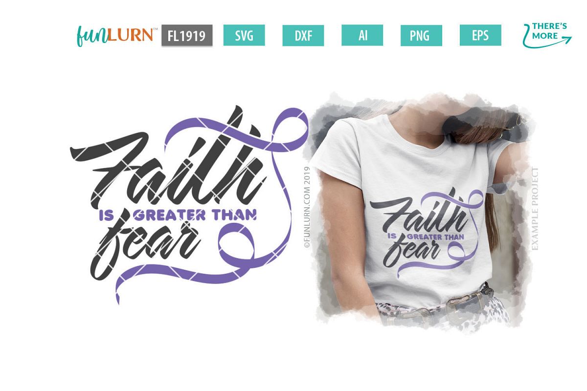 Faith is Greater Than Fear Lilac Ribbon SVG Cut File example image 1