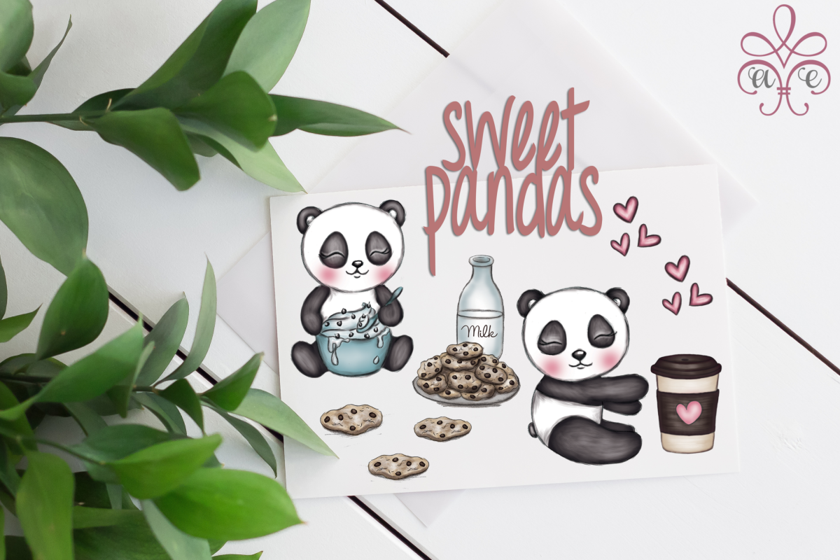 Sweet Pandas Clipart example image 1