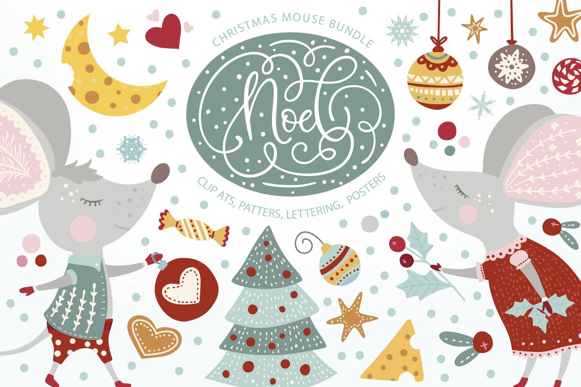 Noel. Christmas Mouse Bundle. example image 1