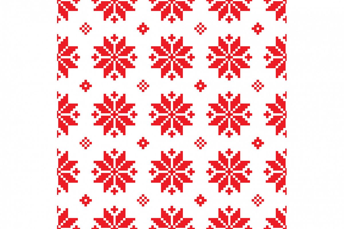 Seamless vector background with Norwegian snowflakes. Print. Cloth design, wallpaper. example image 1