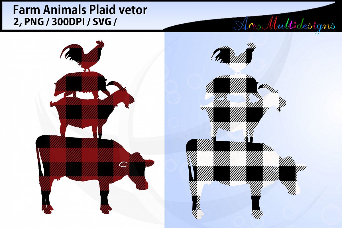 Plaid farm animal svg / plaid farm animal bundle vector example image 1