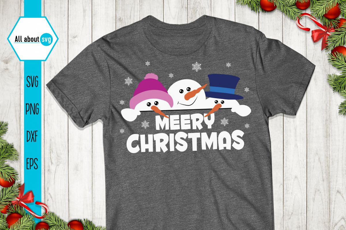 Merry Christmas Snowmen Svg example image 1