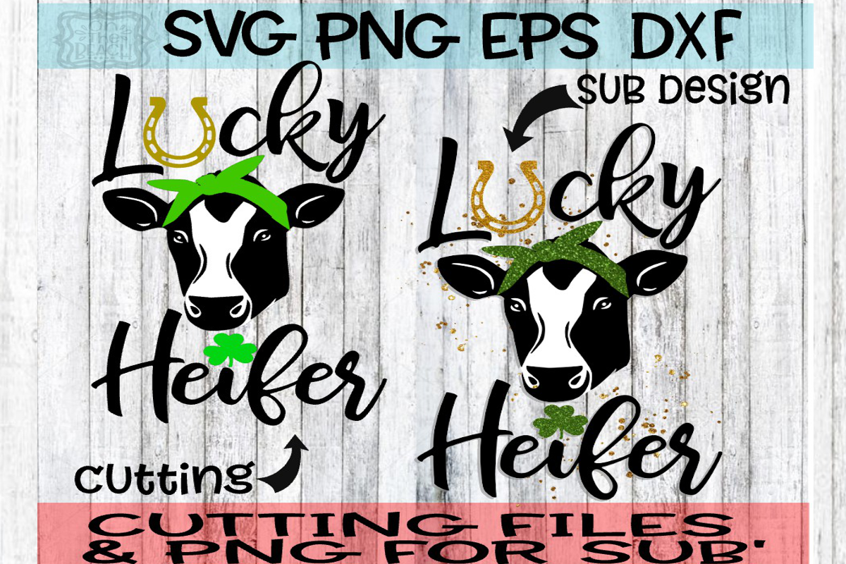Lucky Heifer - SVG - PNG for Sublimation - Cow with Bandana example image 1