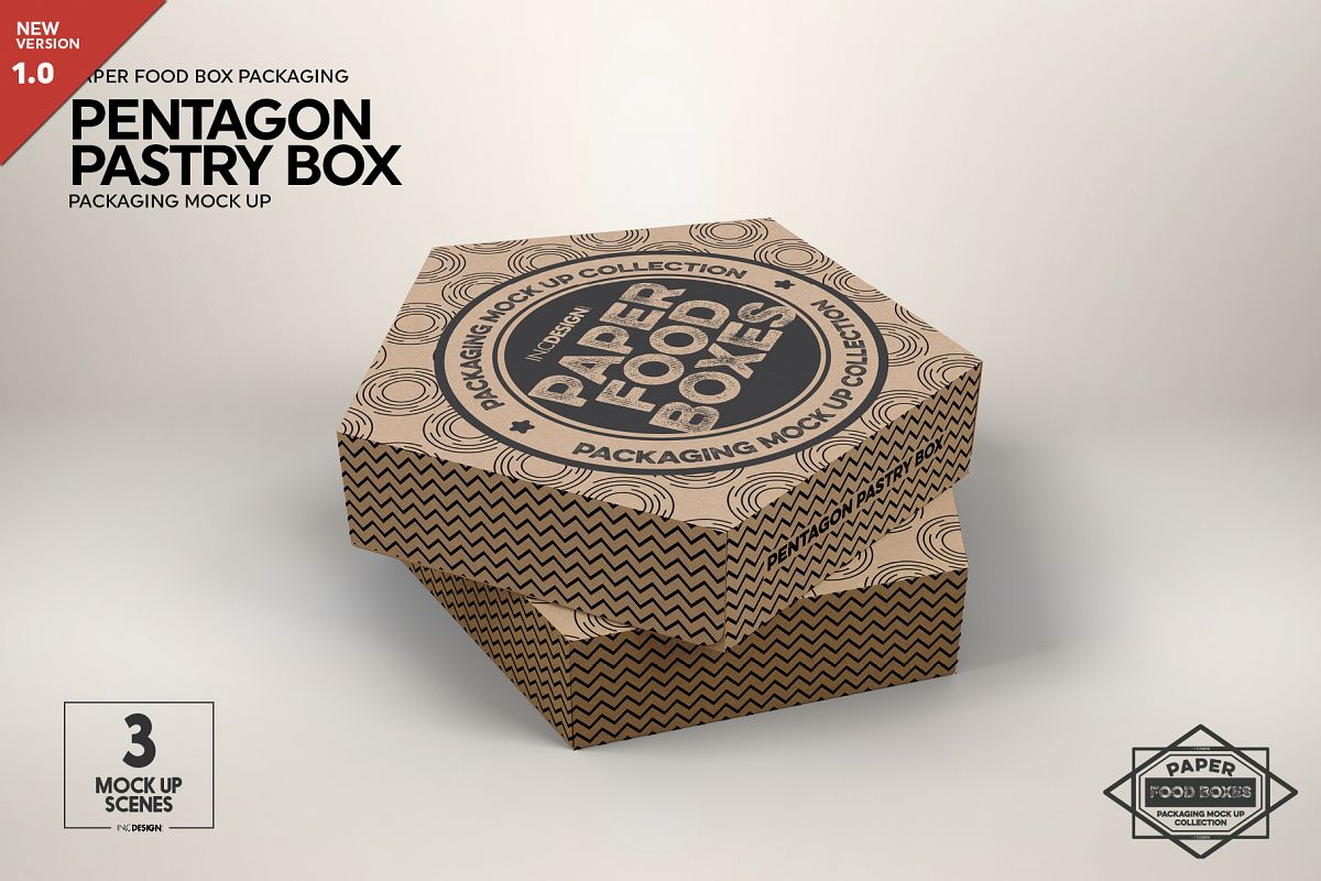 Pentagon Pastry Box Packaging Mockup example image 1