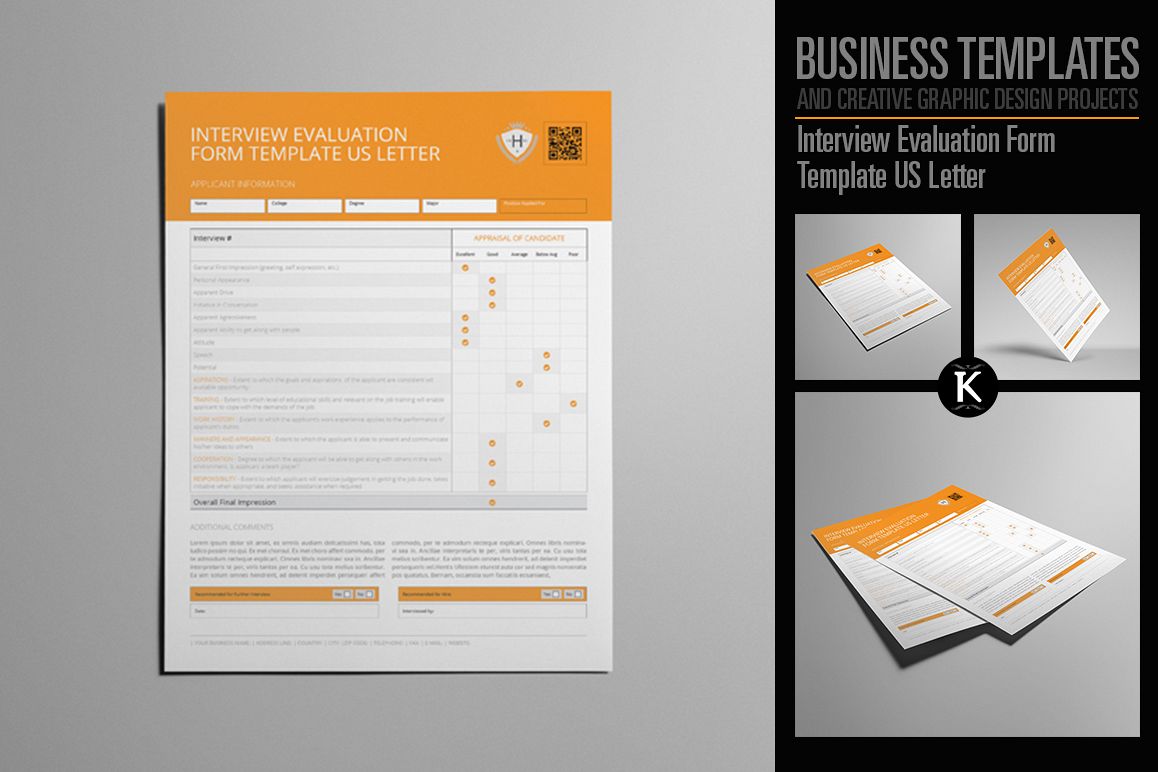 Interview Evaluation Form Template US Letter example image 1