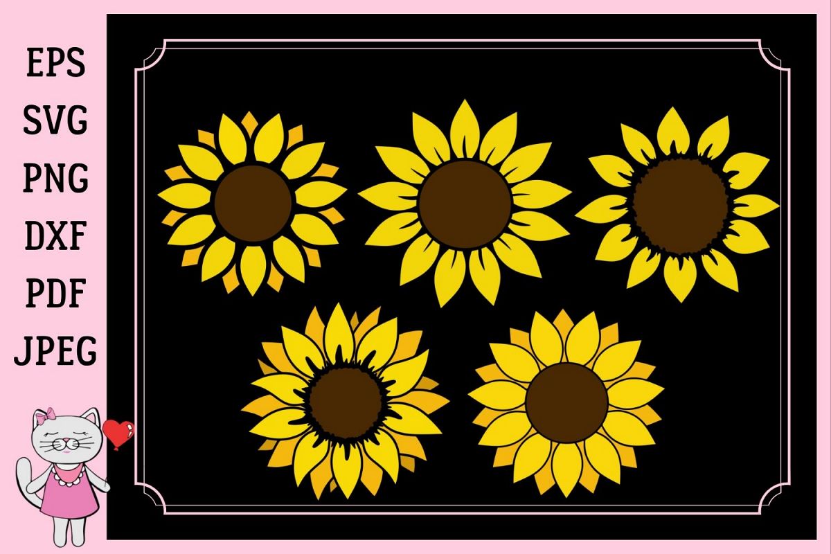 Download Sunflower monogram, svg, dxf, png, jpg, pdf