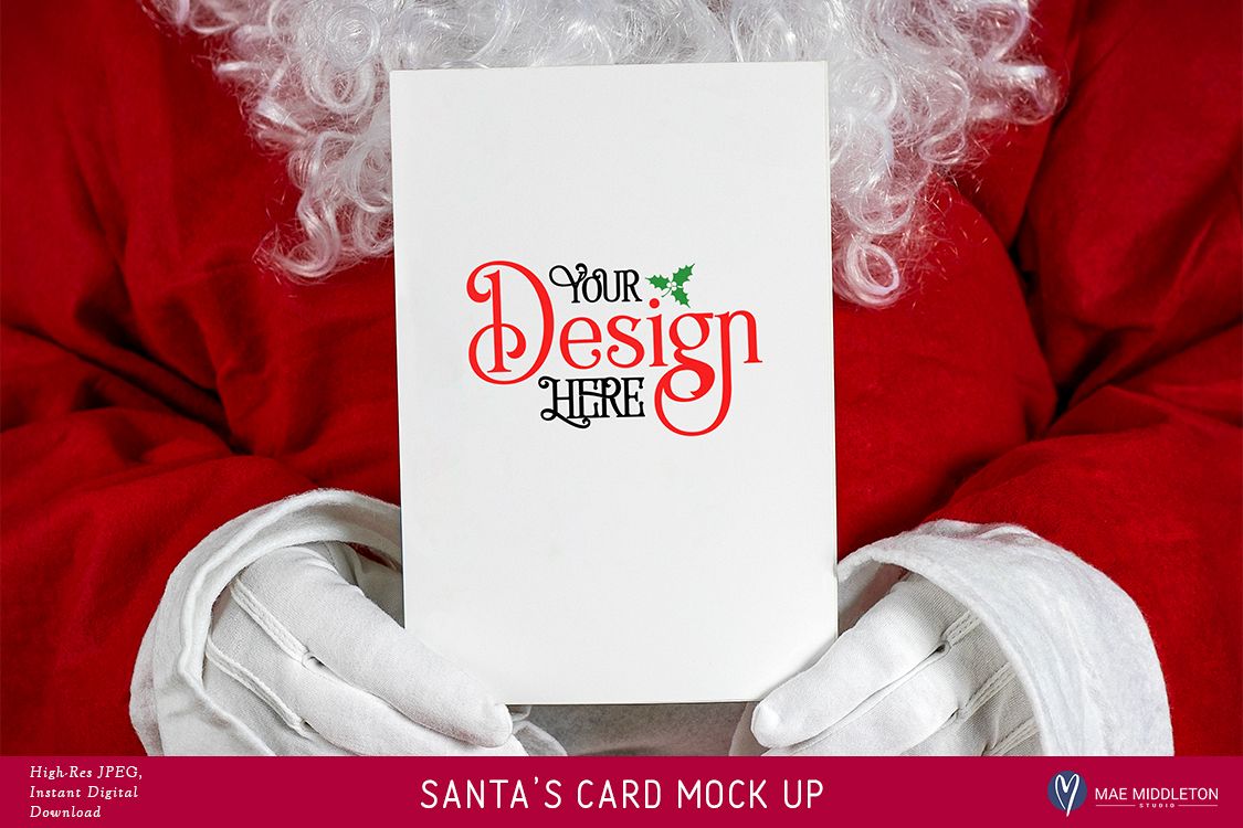 Holiday, Santa's Christmas Card, Stationery Mock Up example image 1