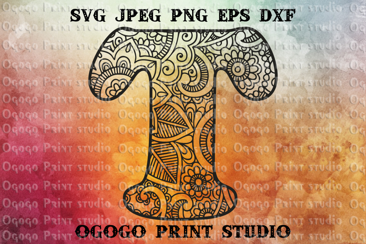 Alphabet Letter SVG, Floral font, Mandala svg, Zentangle SVG example image 1