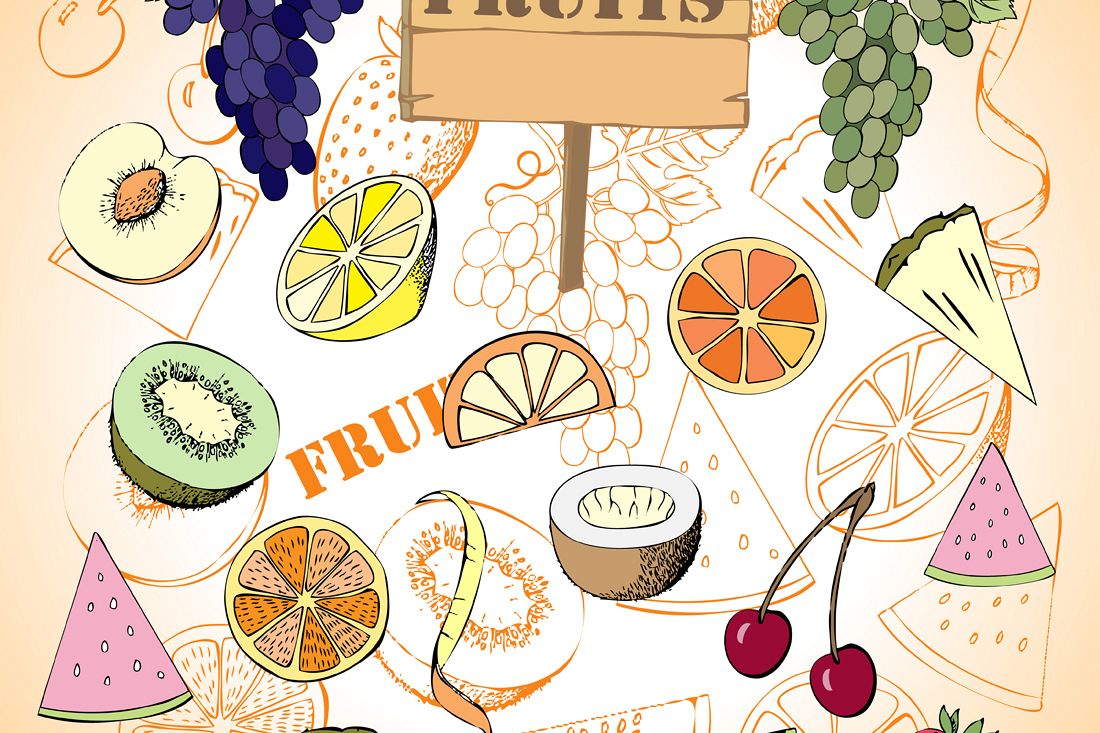 Fruit Set. Hand Drawn Sketches example image 1
