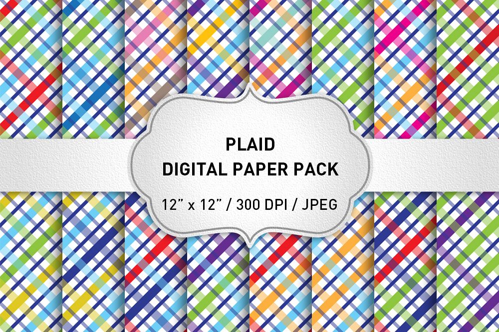 Plaid Digital Paper Pack / Backgrounds / Scrapbooking / Patterns / Printables / Card Making example image 1