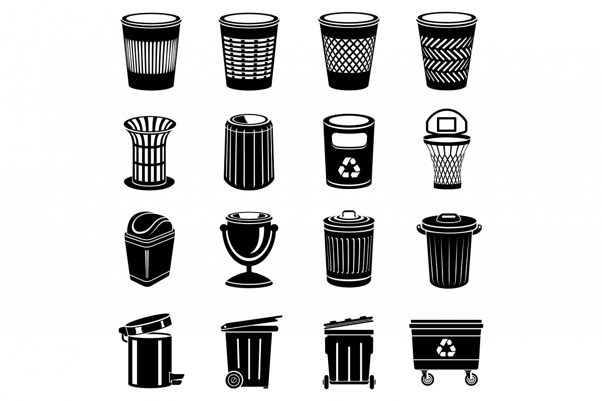 Trash can icons set, simple style example image 1