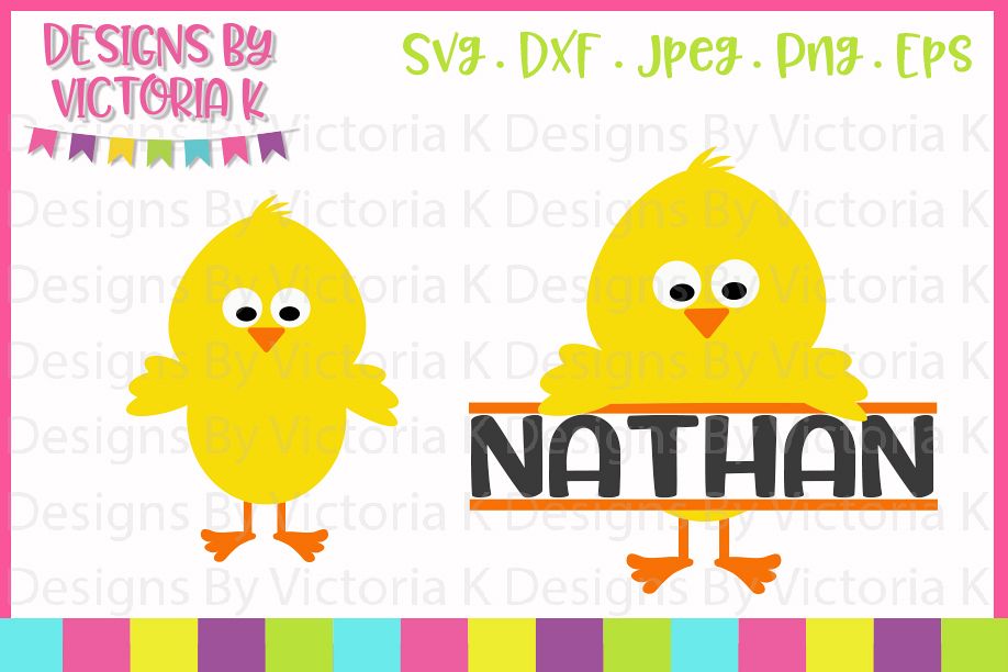 Easter Chick, Chick Split Monogram, SVG, DXF, PNG example image 1