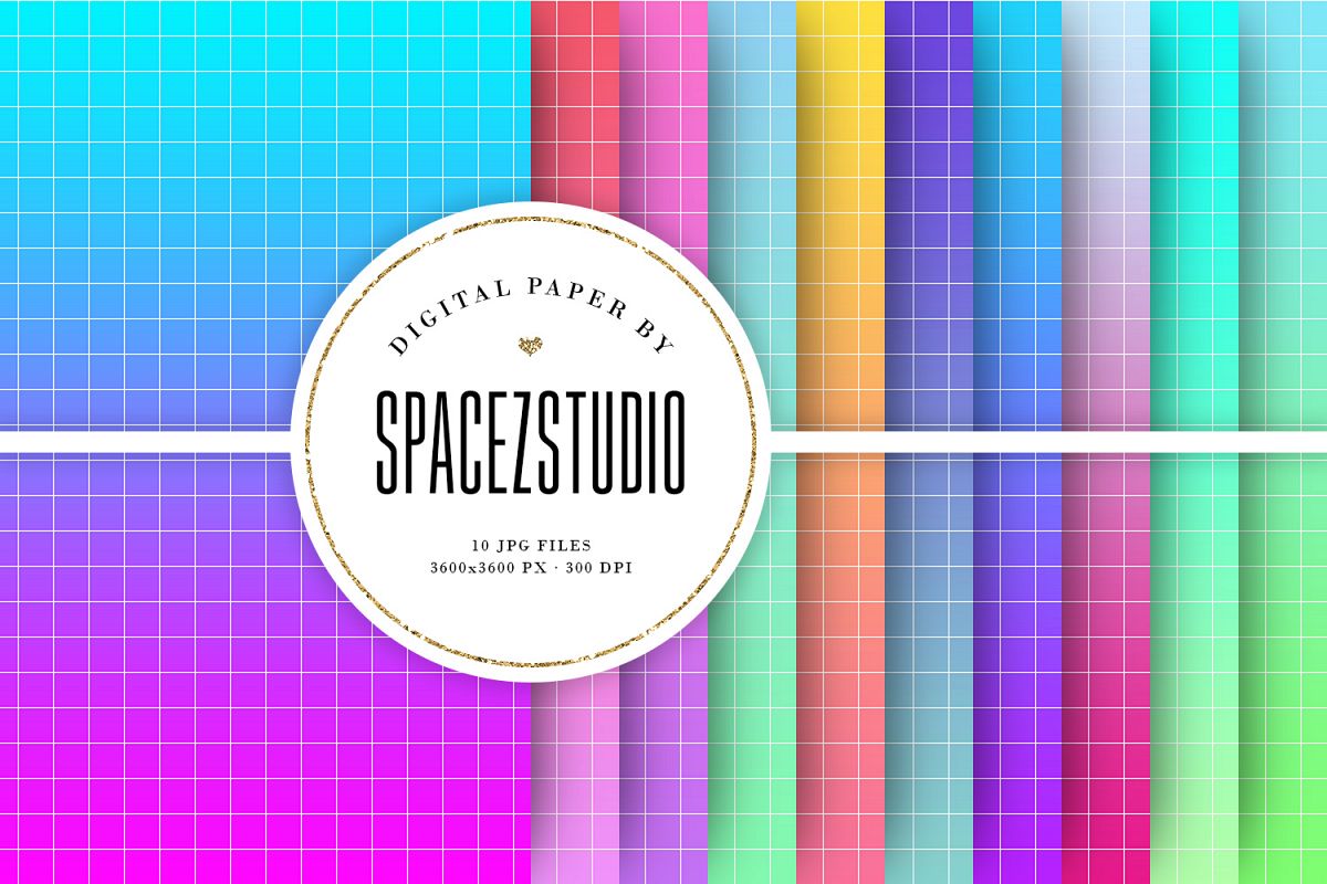 Seapunk Inspired Bright Gradient Big Grid Backgrounds example image 1