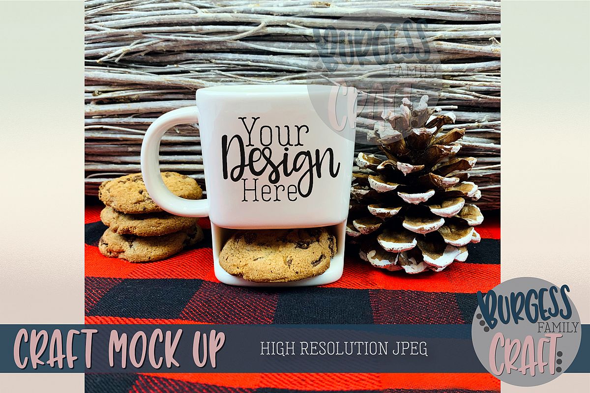 Plaid holiday cookie mug Craft mock up |High Res JPEG example image 1