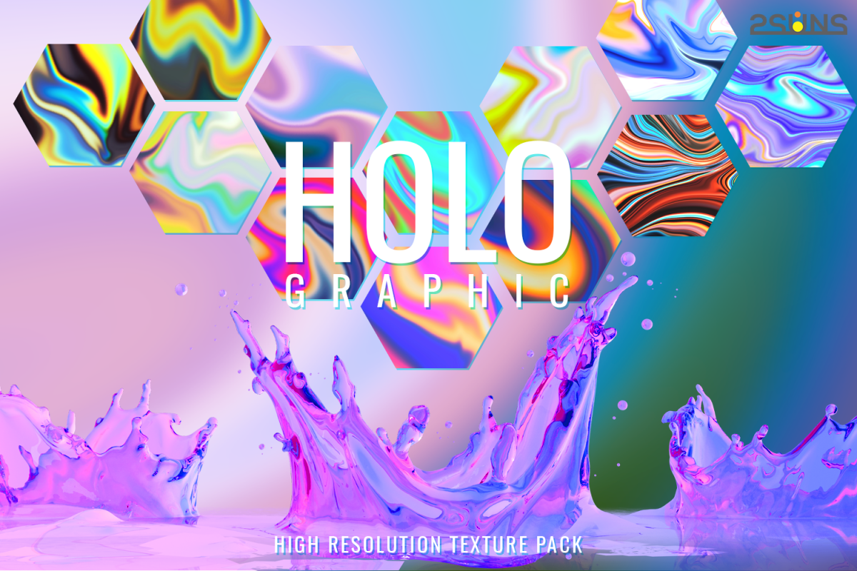 Holographic Digital Paper, Marble Texture, Rainbow textures example image 1