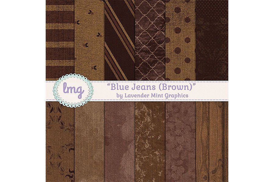 Brown Blue Jeans Digital Papers example image 1