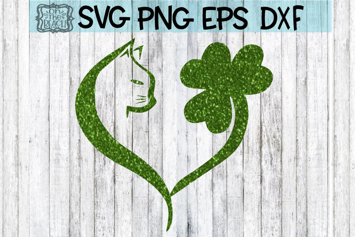 Cat Heart Shamrock - St. Patrick's Day SVG - PNG example image 1