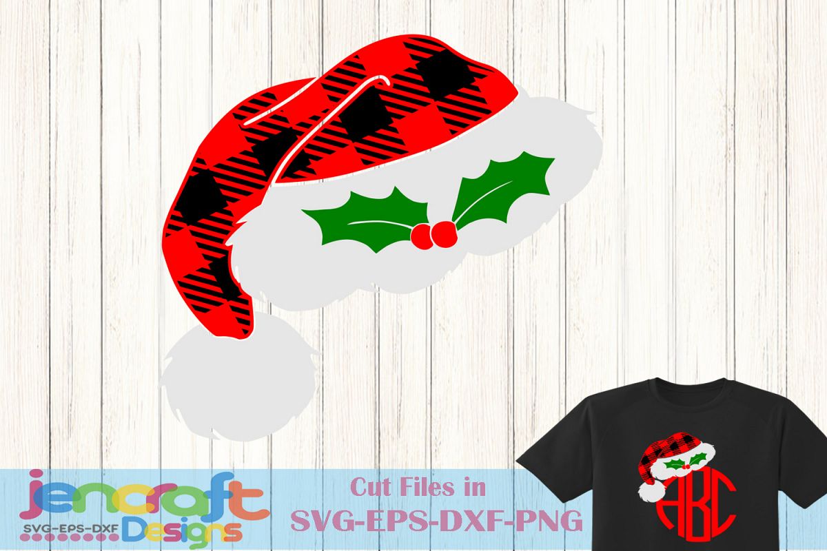 Christmas SVG - Plaid Santa Hat Monogram Frame svg