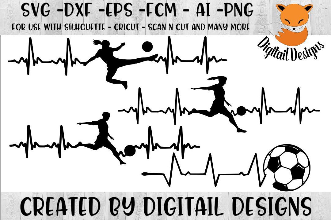 Soccer Ekg Set Svg Silhouette Cricut Scan N Cut - 