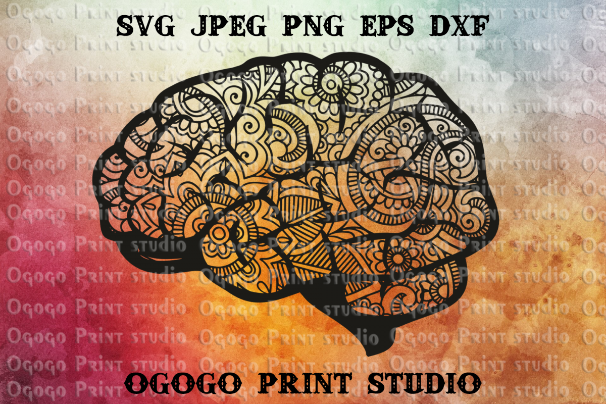 Brain Svg, Back to School SVG, Zentangle SVG, Mandala svg example image 1