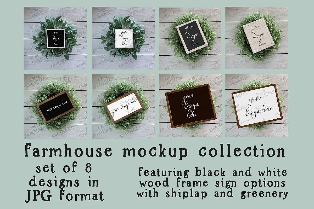 Farmhouse Wood Sign Mockup Mock-up Collection with Shiplap example image 1