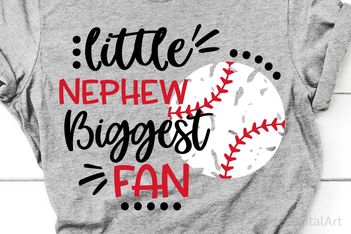 Little Nephew Biggest Fan Svg, Baseball Svg Baseball Brother example image 1