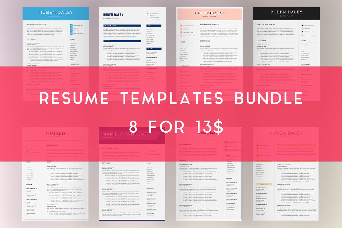 Resume Template Bundle | 4 Pages and Cover Letter example image 1