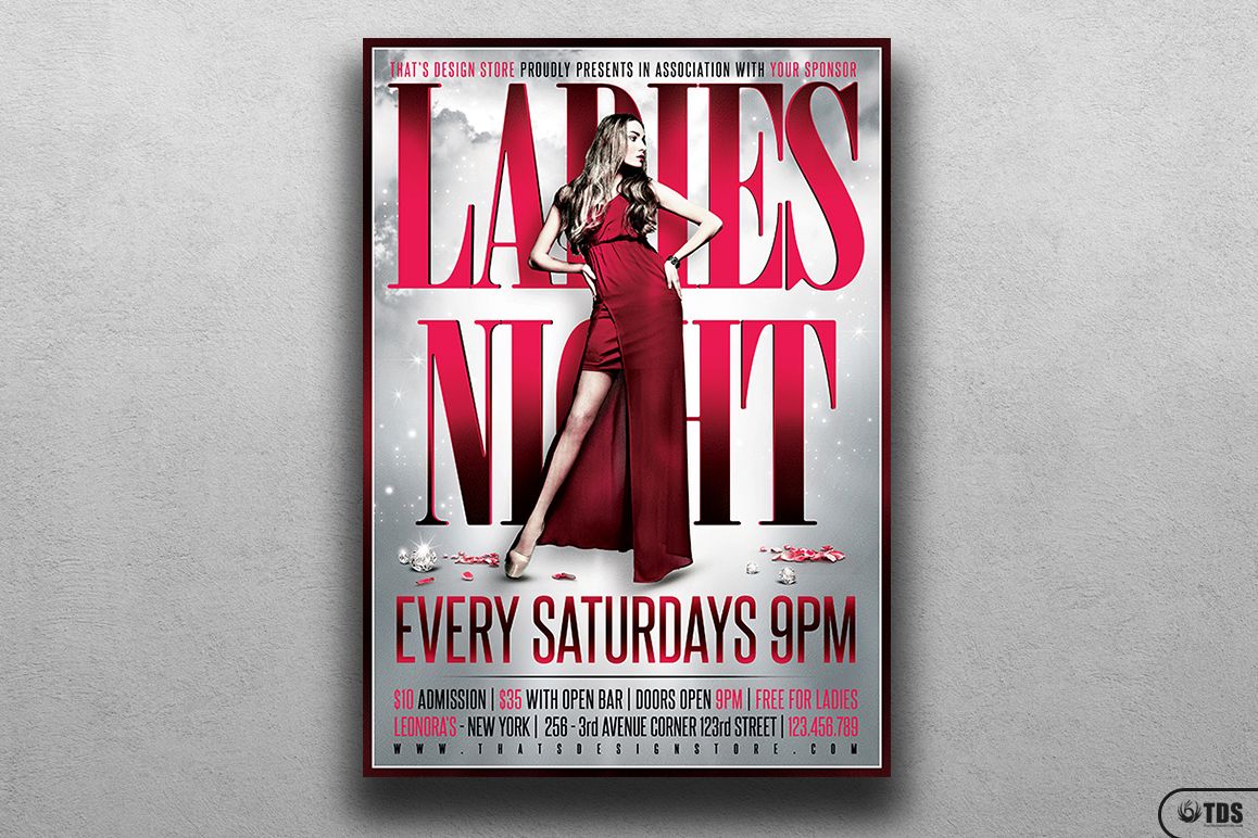 Ladies Night Flyer Poster Template V2 example image 1