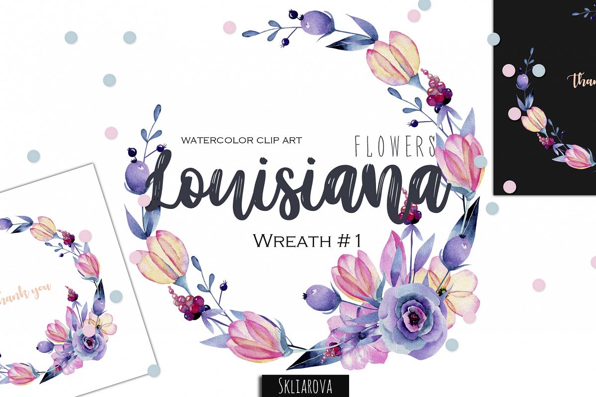 Louisiana flowers. Wreath#1 example image 1