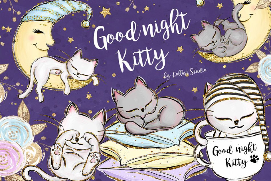 Kittens Clipart, Cute Cats Illustrations, Printable Graphics example image 1