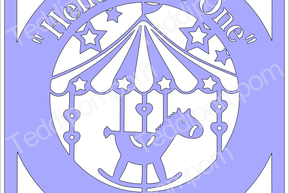 Baby Boy or Baby Girl SVG Rocking Horse Carousel Frame example image 1