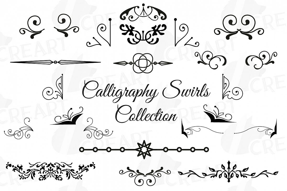 Download Calligraphy Swirls Clip Art, Calligraphic Doodles, svg ...