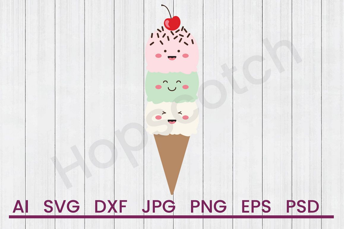 Ice Cream Cone SVG, DXF File, Cuttatable File example image 1