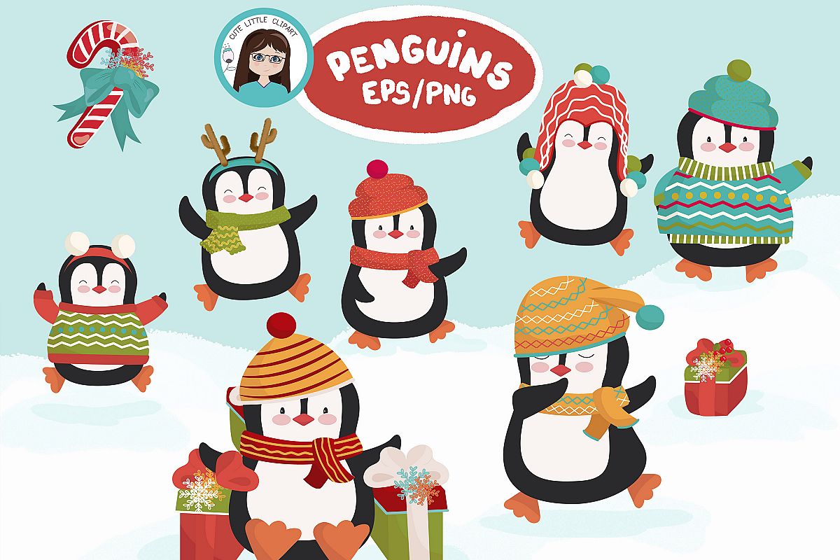 Christmas penguins vector example image 1
