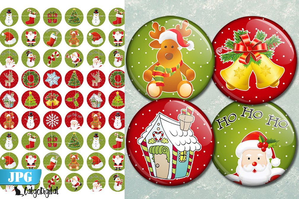 Christmas printable circle images 1 inch bottlecap example image 1