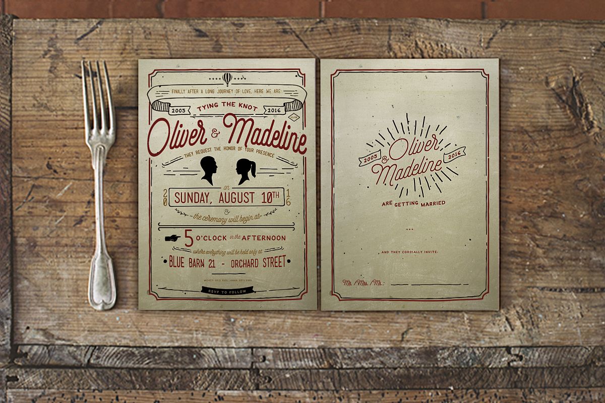 Vintage Hand Lettering Wedding Invitation example image 1