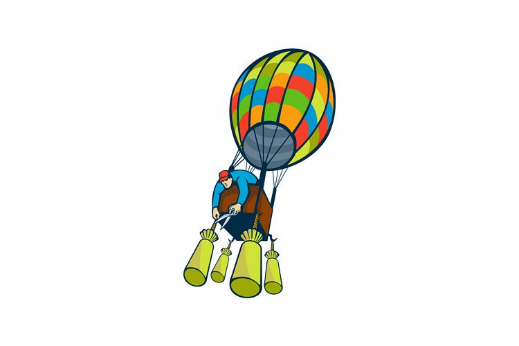 Man Cutting Ballast Hot Air Balloon example image 1