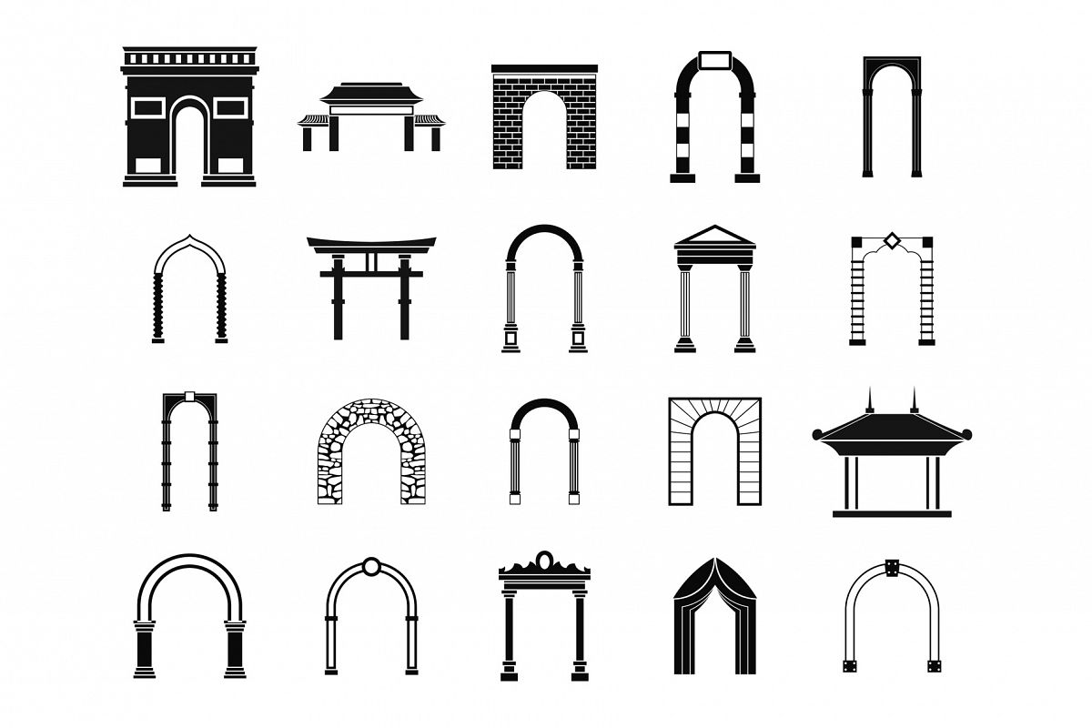 Arch icon set, simple style example image 1