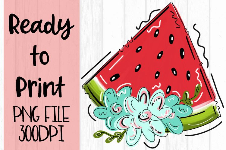 Watermelon with Flowers Ready to Print example image 1
