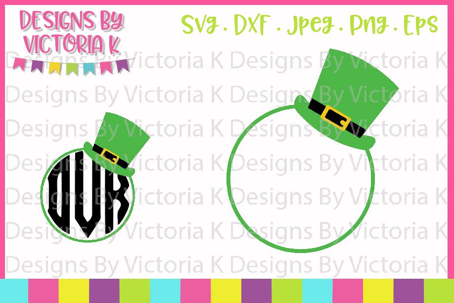 St Patrick's Day, Leprechaun Hat Monogram, SVG, DXF, PNG example image 1