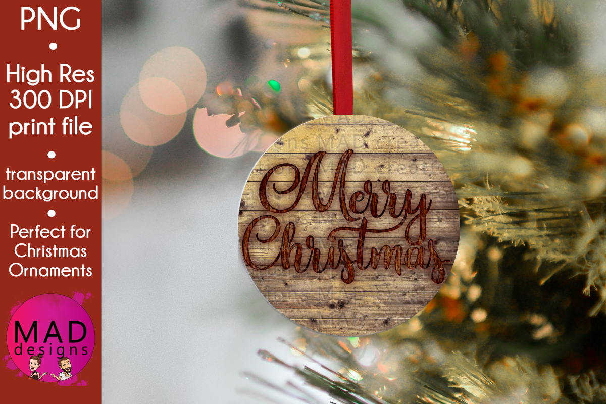Merry Christmas - Rustic Wood Slice Christmas Ornament example image 1