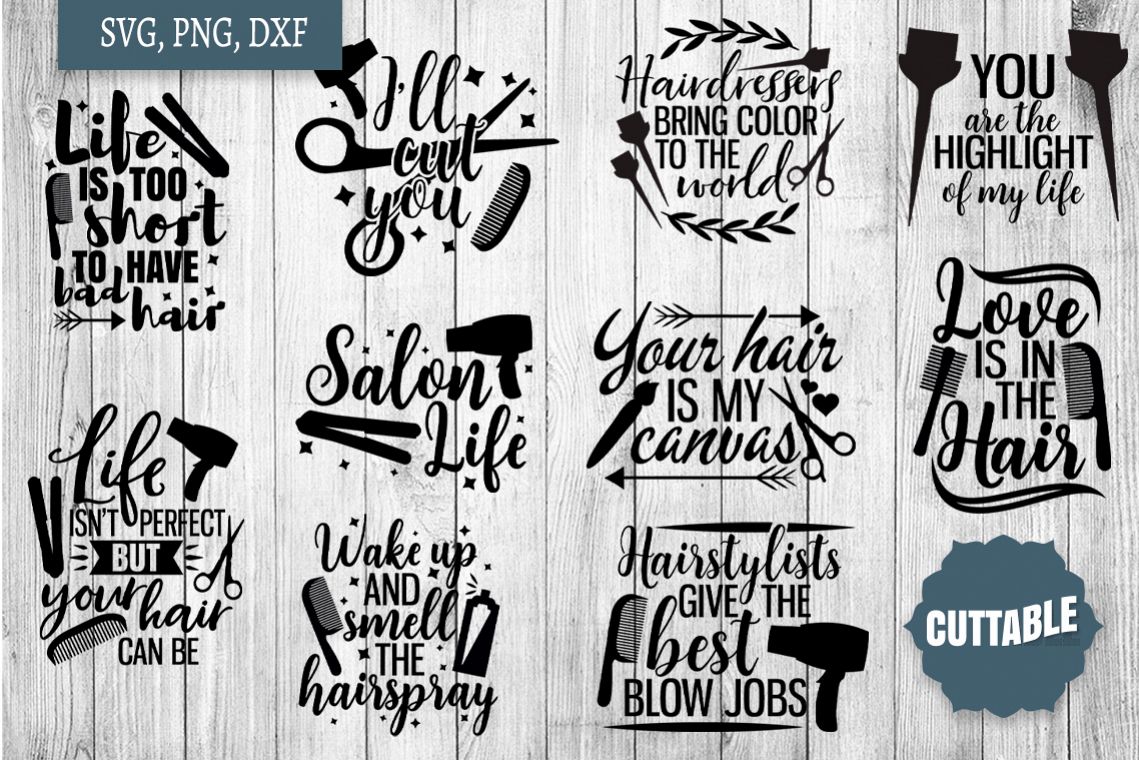 Hairdressers quote SVG bundle, Hairstylist cut file bundle example image 1