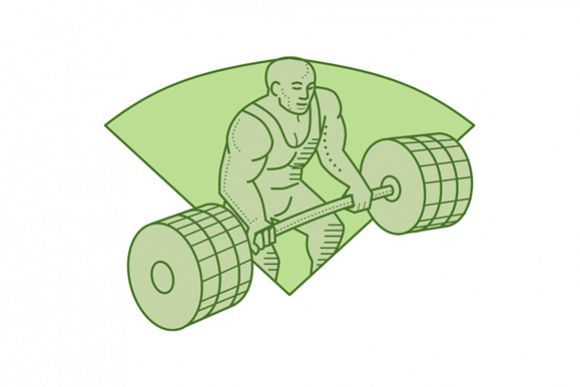 Weightlifter Lifting Barbell Mono Line example image 1