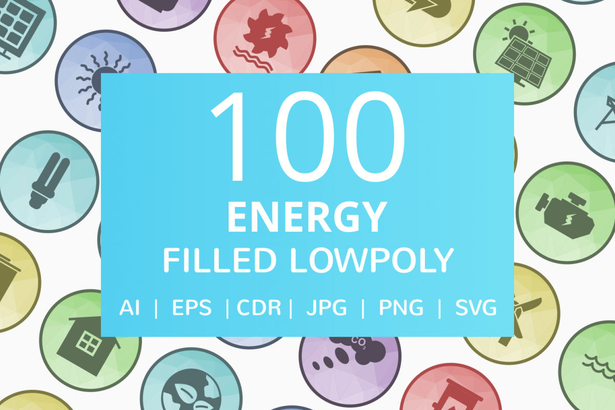 100 Energy Filled Low Poly Icons example image 1