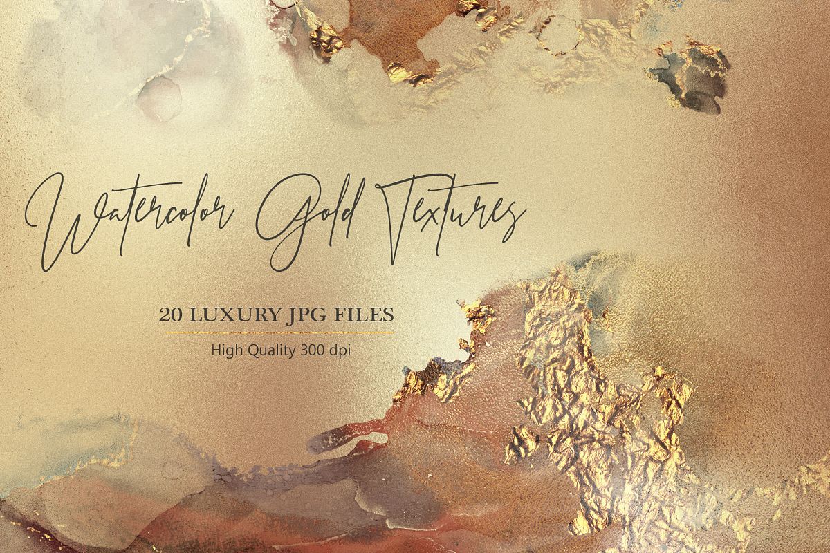 Watercolor Gold Textures example image 1