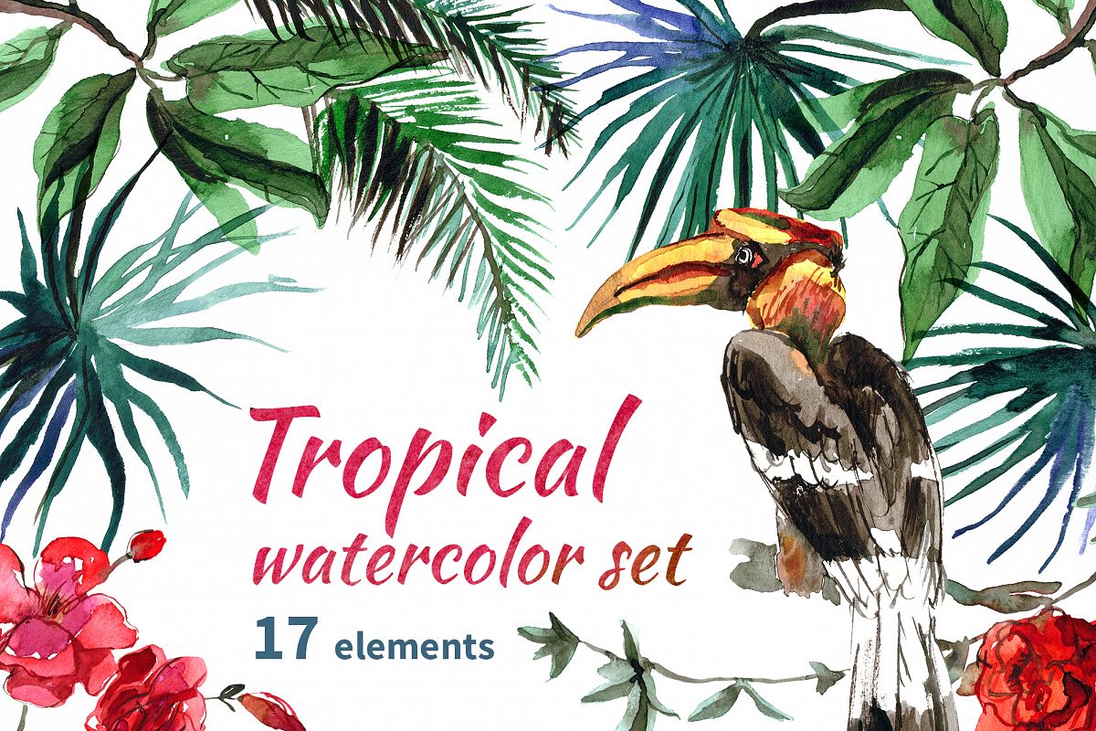 Tropical Watercolor Set example image 1