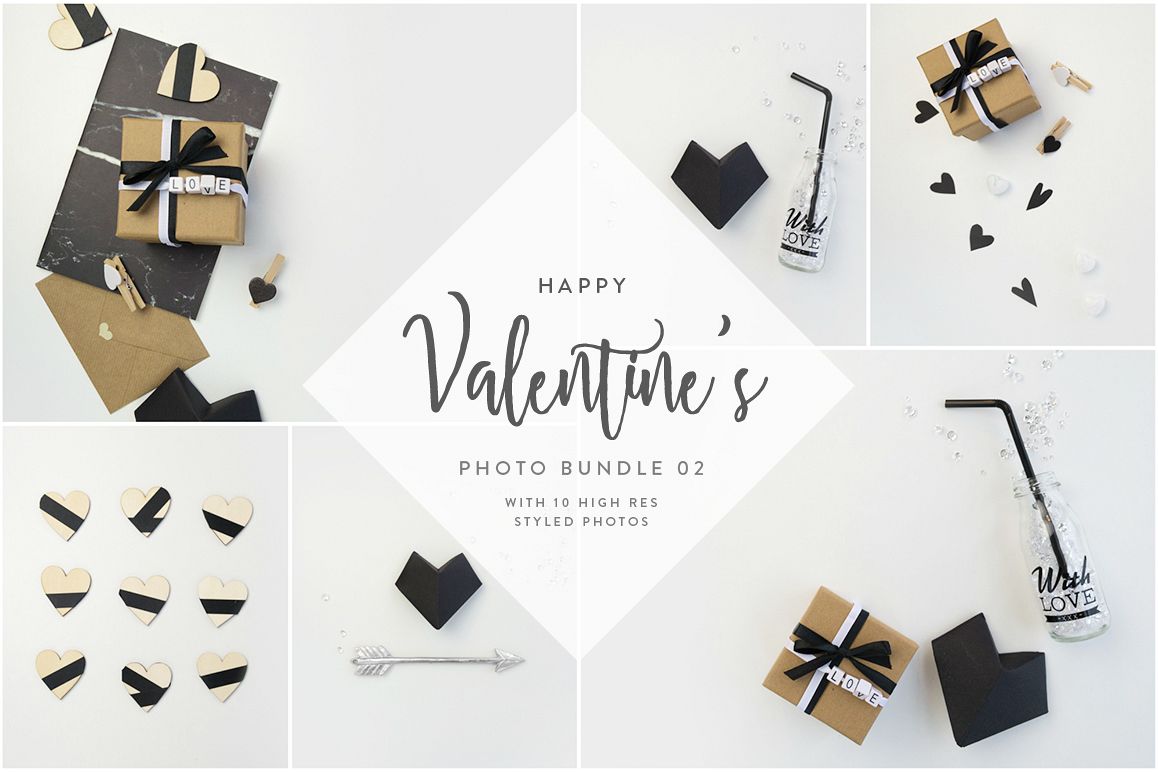 Valentine's Styled Photo Bundle - Black & White example image 1