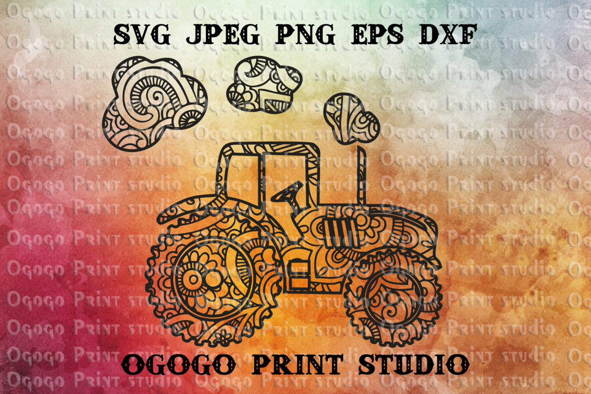 Tractor SVG, Mandala svg, Zentangle SVG, Boy svg, Farmer svg example image 1