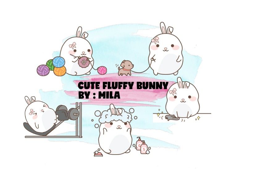 KAWAII BUNNY CLIPART BUNDLE PNG example image 1